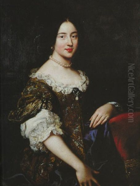 Portrait De Francoise Angelique De La Mothe-hondancourt, Duchesse D'aumont Oil Painting by Jean de Troy