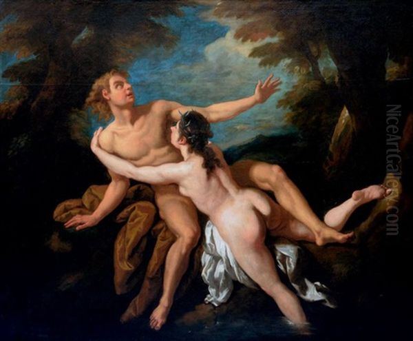 Salmacis Et Hermaphrodite Oil Painting by Jean Francois de Troy