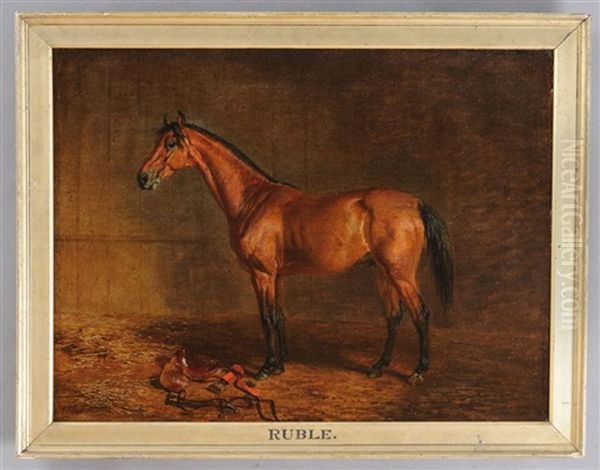 Ruble: Bay Horse Oil Painting by Edward Troye