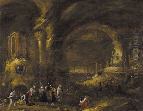 Cave Dwellers Oil Painting by Rombout Van Troyen