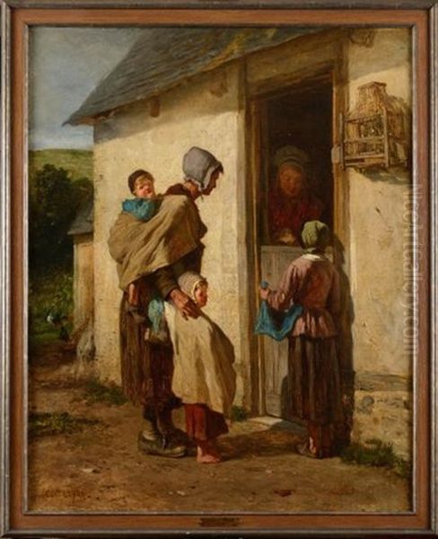 Scene De Vie Paysanne Oil Painting by Constant Troyon