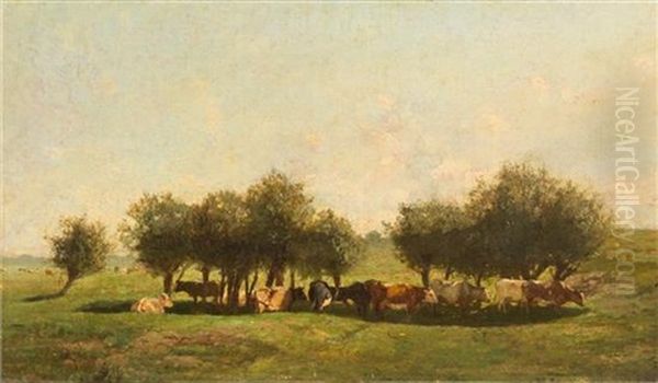 Cattle In A Pasture Oil Painting by Constant Troyon