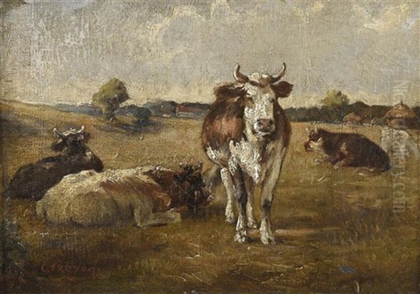 Vaches Dans Un Pre Oil Painting by Constant Troyon