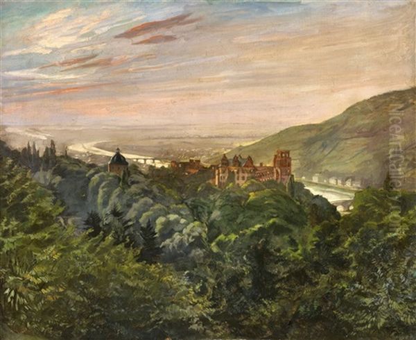 View Of Heidelberg Castle Oil Painting by Wilhelm Truebner