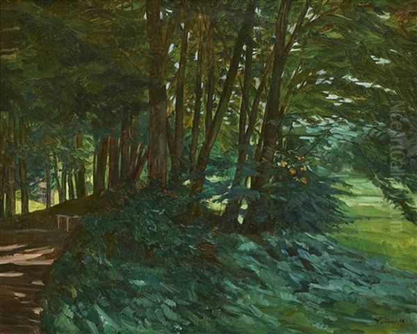 A View Of A Park (amorbach?) Oil Painting by Wilhelm Truebner