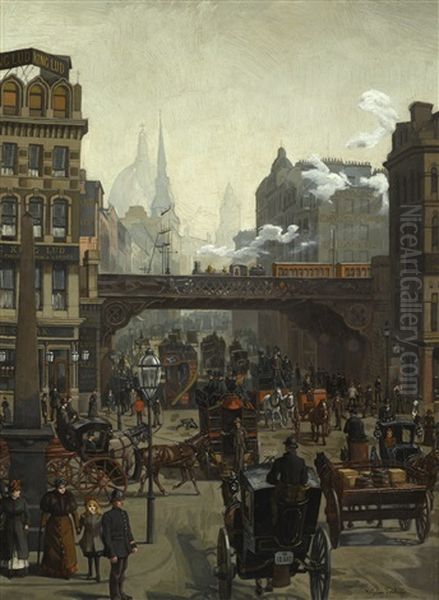 Ludgate Hill, London Oil Painting by Wilhelm Truebner