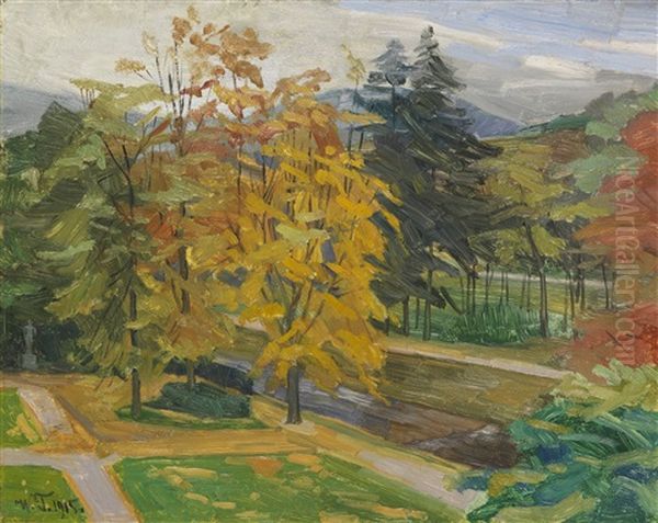 Blick Auf Die Lichtenthaler Allee In Baden-baden Oil Painting by Wilhelm Truebner