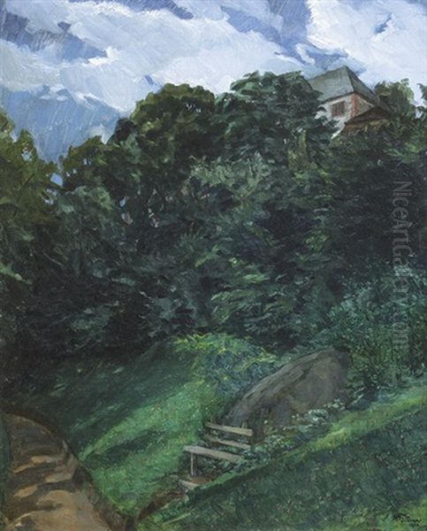 Schlosspark Lichtenberg (odenwald) Mit Bank by Wilhelm Truebner