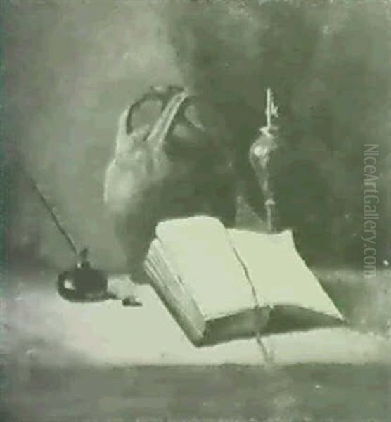 Nature Morte Aux Livres Et Au Porte-plume Oil Painting by Jean Truchot