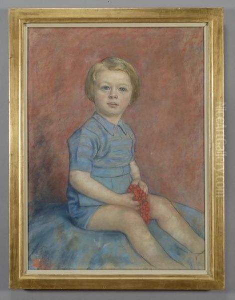 Bambino Seduto Oil Painting by Archimede Bresciani Da Gazoldo