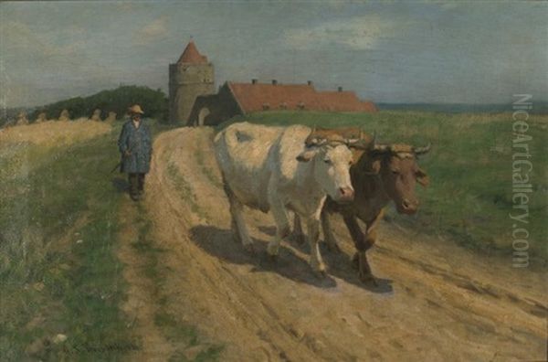 Oxen Oil Painting by Gaylord Sangston Truesdell