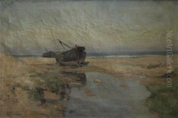 Boat Scene Oil Painting by Gaylord Sangston Truesdell