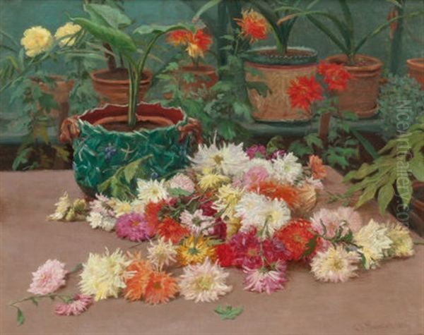 Cuttings In The Greenhouse, 1898 Oil Painting by Gaylord Sangston Truesdell