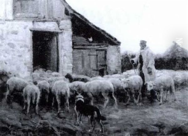 Landscape With Shepherd And Sheep Oil Painting by Gaylord Sangston Truesdell