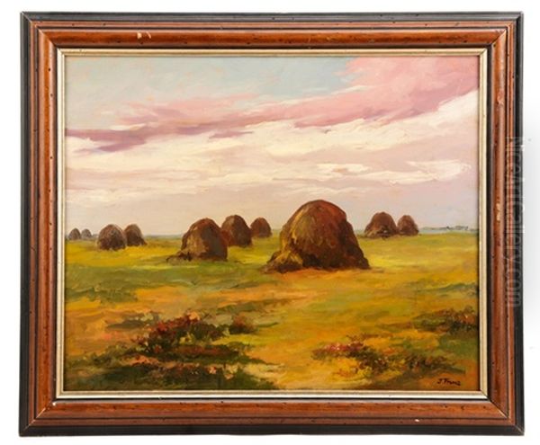 Haystacks Oil Painting by Ivan Trusz