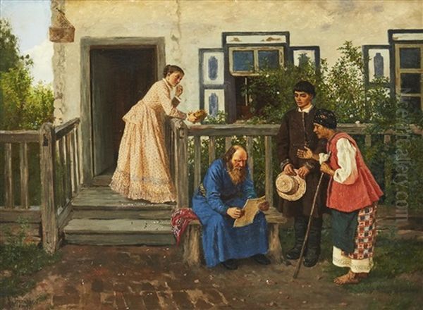 The Proposal Oil Painting by Konstantin Aleksandrovich Trutovsky