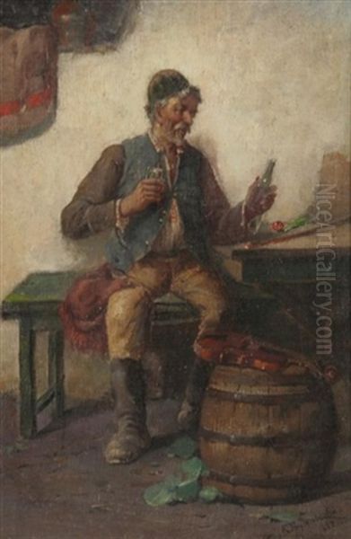 The Musician's Reward Oil Painting by Konstantin Aleksandrovich Trutovsky