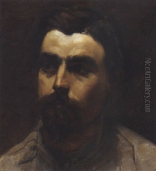 Portrait Of A Bearded Gentleman In A White Shirt Oil Painting by Konstantin Aleksandrovich Trutovsky