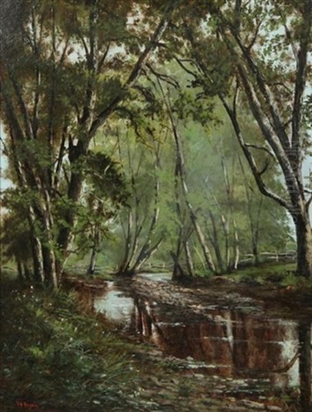 Artists Brook, Boston Oil Painting by Benjamin Franklin Tryon