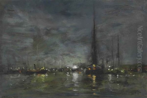 Newport At Night Oil Painting by Dwight William Tryon