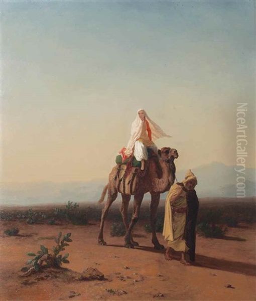 The Camel Ride Oil Painting by Charles Philogene Tschaggeny