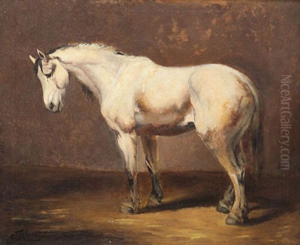 Cheval Debout Oil Painting by Charles Philogene Tschaggeny