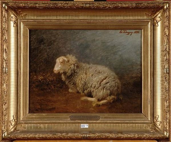 Mouton Couche Oil Painting by Edmond Tschaggeny