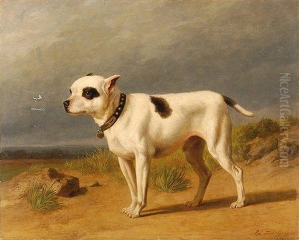 Chien Terrier Oil Painting by Edmond Tschaggeny