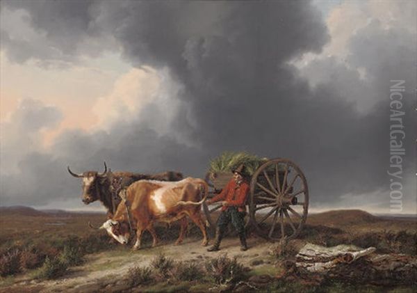 Hurrying Home Before The Storm Oil Painting by Edmond Tschaggeny