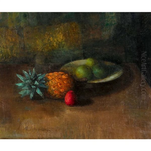 Stillleben Mit Ananas Oil Painting by Johann Wilhelm Von Tscharner