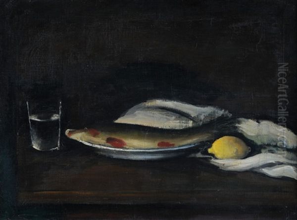 Fischplatte Oil Painting by Johann Wilhelm Von Tscharner