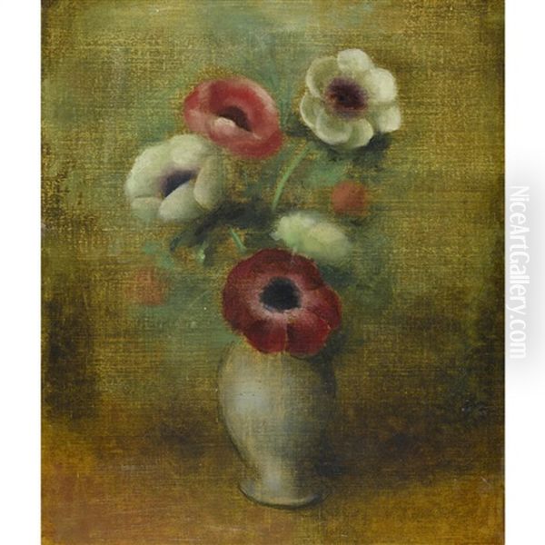 Anemonen In Einer Vase Oil Painting by Johann Wilhelm Von Tscharner