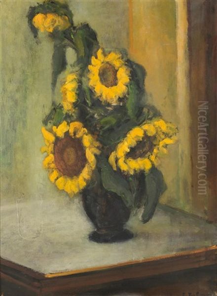 Sonnenblumen Oil Painting by Johann Wilhelm Von Tscharner