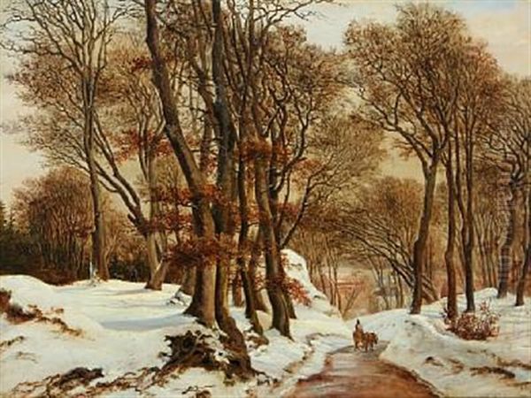 Skovparti Aastrup. Vinter Oil Painting by Eleonore Tscherning