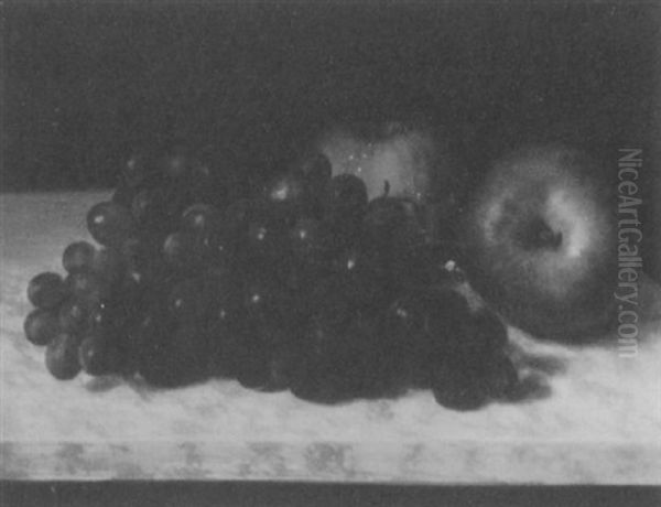 Grapes And Apples On A Marble Slab Oil Painting by Rudolf Tschudi