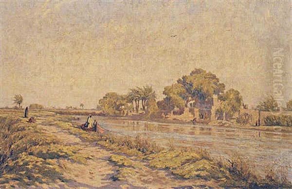 Landscape In Egypt Oil Painting by Pericles Tsirigotis