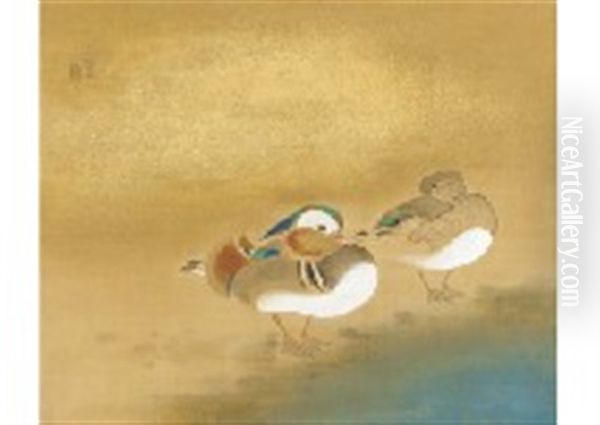 Ducks Oil Painting by Bakusen Tsuchida