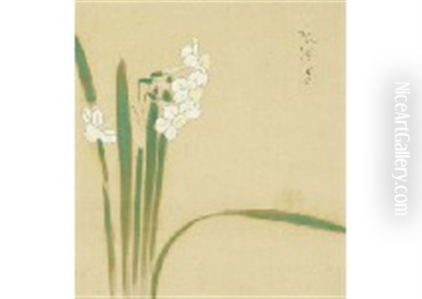 Daffodil Oil Painting by Bakusen Tsuchida