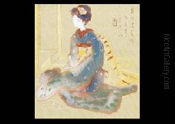 Maiko Oil Painting by Bakusen Tsuchida