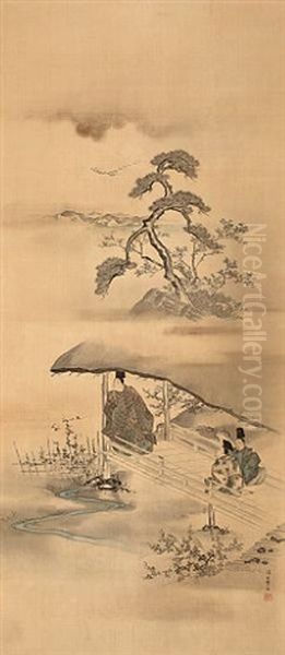 Scene From The Tale Of Genji Oil Painting by Morizumi Tsurana