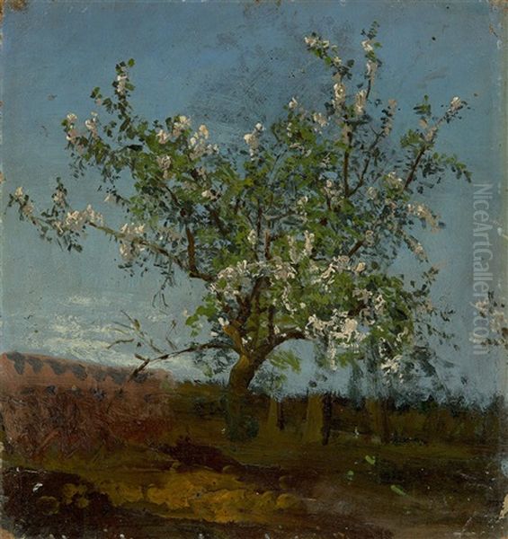 Bluhender Apfelbaum Oil Painting by Paul Wilhelm Tuebbecke