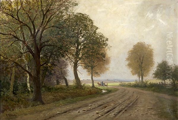 Thuringische Landschaft Mit Feldweg Oil Painting by Paul Wilhelm Tuebbecke