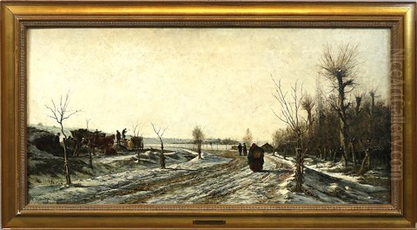 Feldarbeit Im Winter Bei Weimar Oil Painting by Paul Wilhelm Tuebbecke