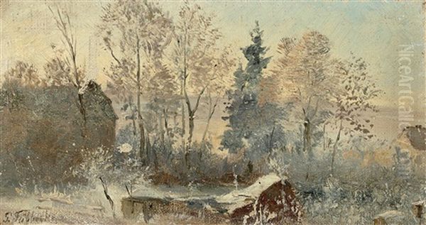 Winter Landscape Oil Painting by Paul Wilhelm Tuebbecke