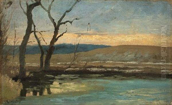 Evening By A Lake Oil Painting by Paul Wilhelm Tuebbecke