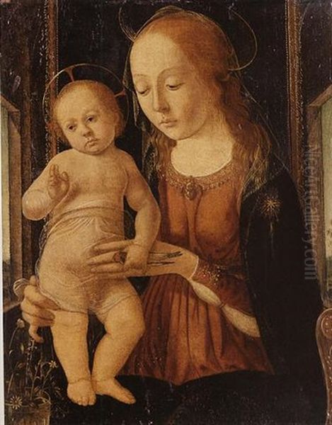 Madonna And Child In A Landscape Oil Painting by Biagio d'Antonio Tucci