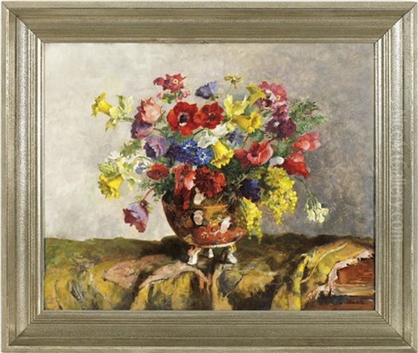 Blumenstillleben Oil Painting by Karl Tucek