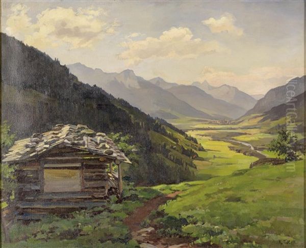 Gasteinertal Oil Painting by Karl Tucek