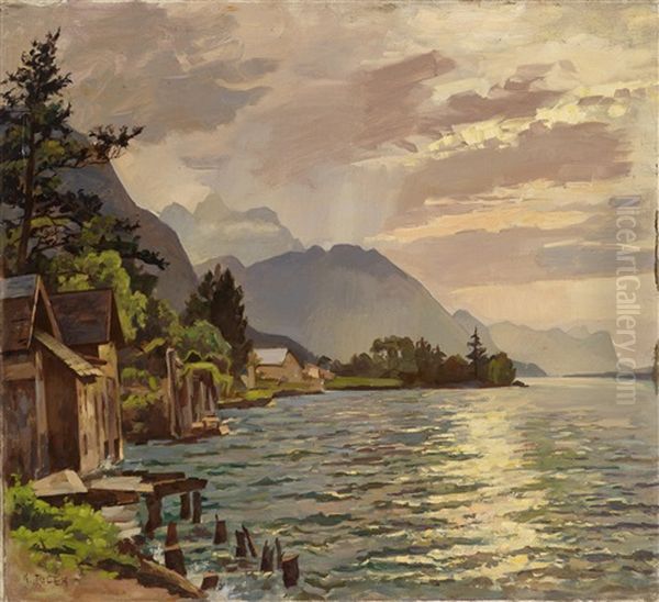 Weisenbach Am Attersee Oil Painting by Karl Tucek