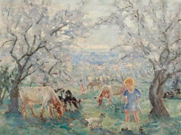 Spring In The Orchard Oil Painting by Marie Tuck